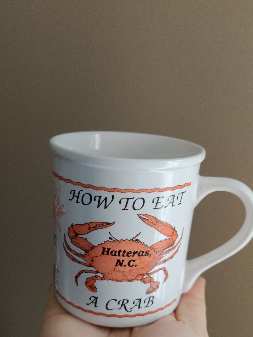 White Crab-Illustrated Ceramic Mug - Hatteras N.C.